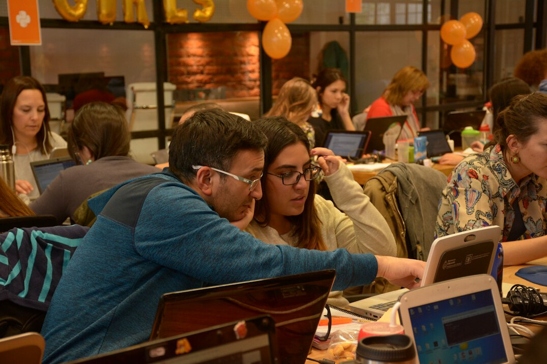 programming students in classroom