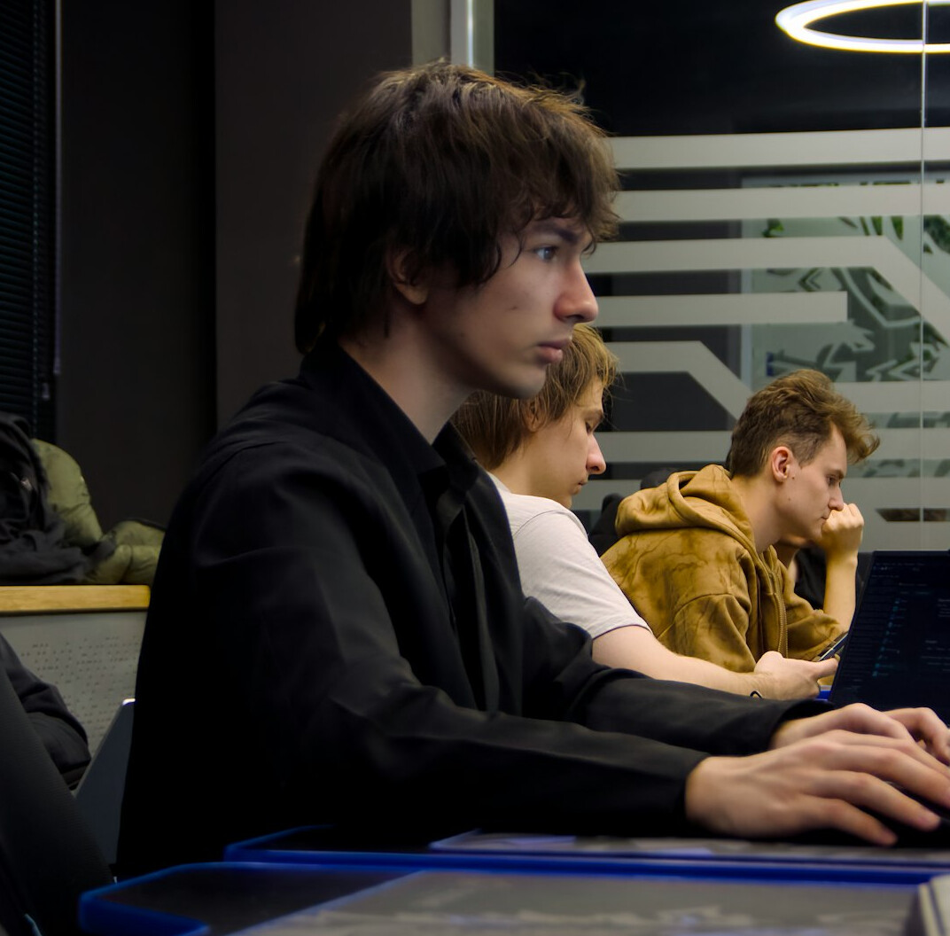 group of students in coding class